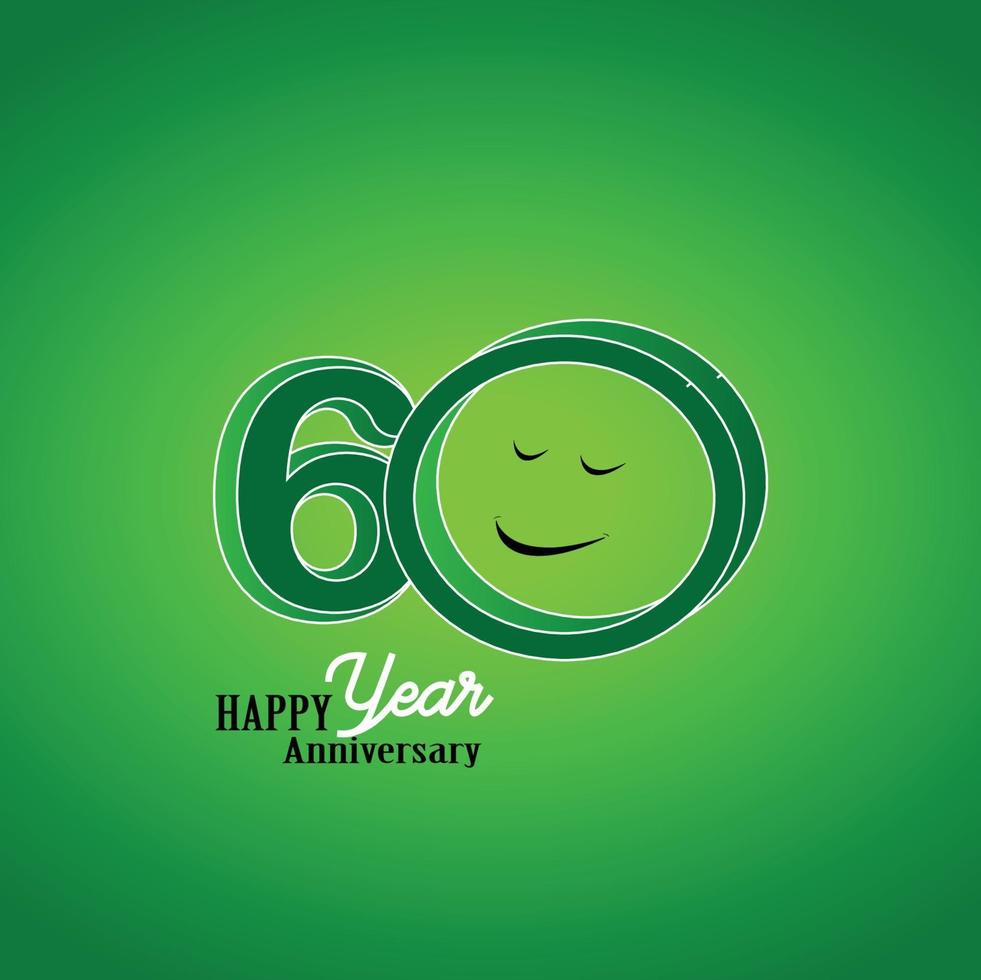 60 Year Anniversary Logo Vector Template Design Illustration
