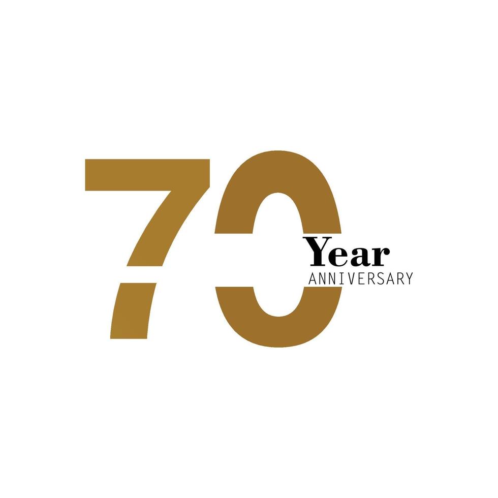 70 Year Anniversary Logo Vector Template Design Illustration gold and white