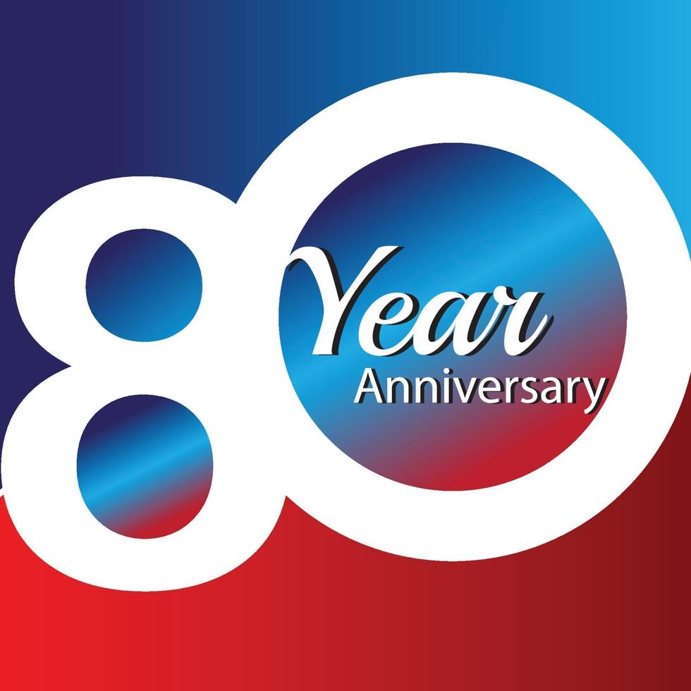 80 Year Anniversary Logo Vector Template Design Illustration