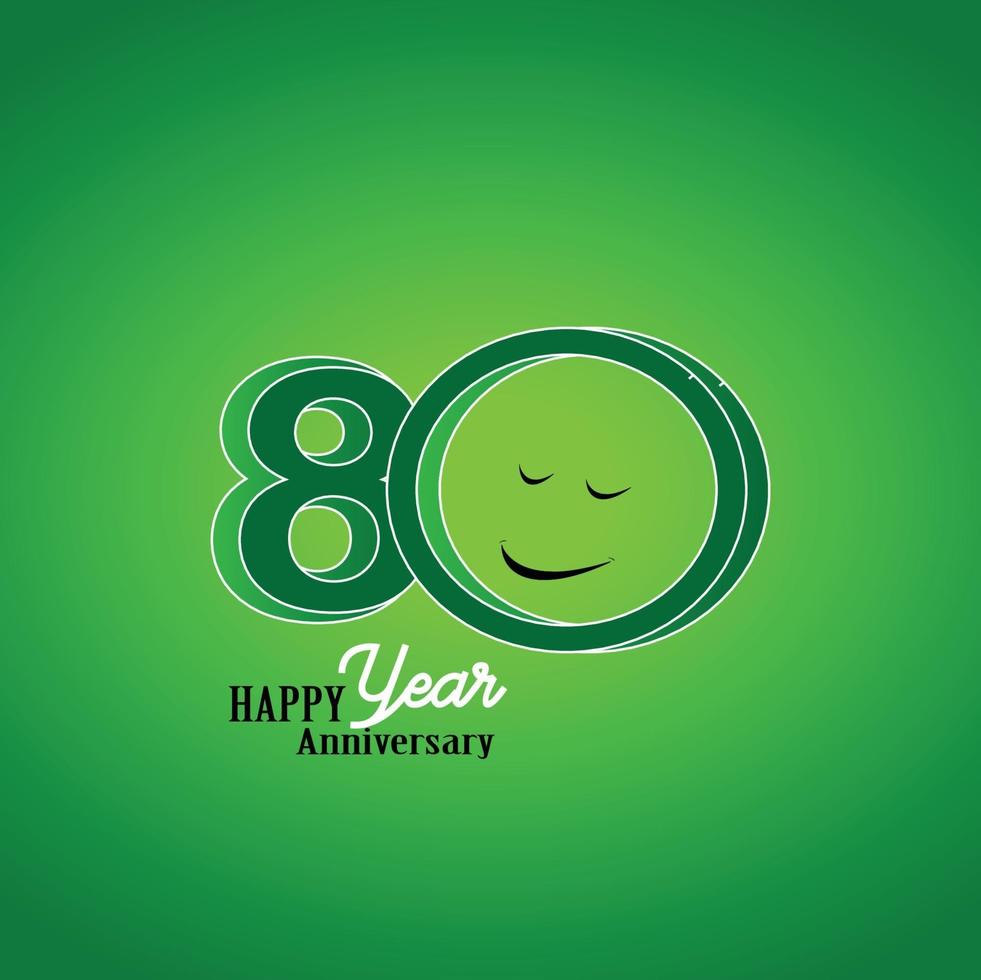 80 Year Anniversary Logo Vector Template Design Illustration