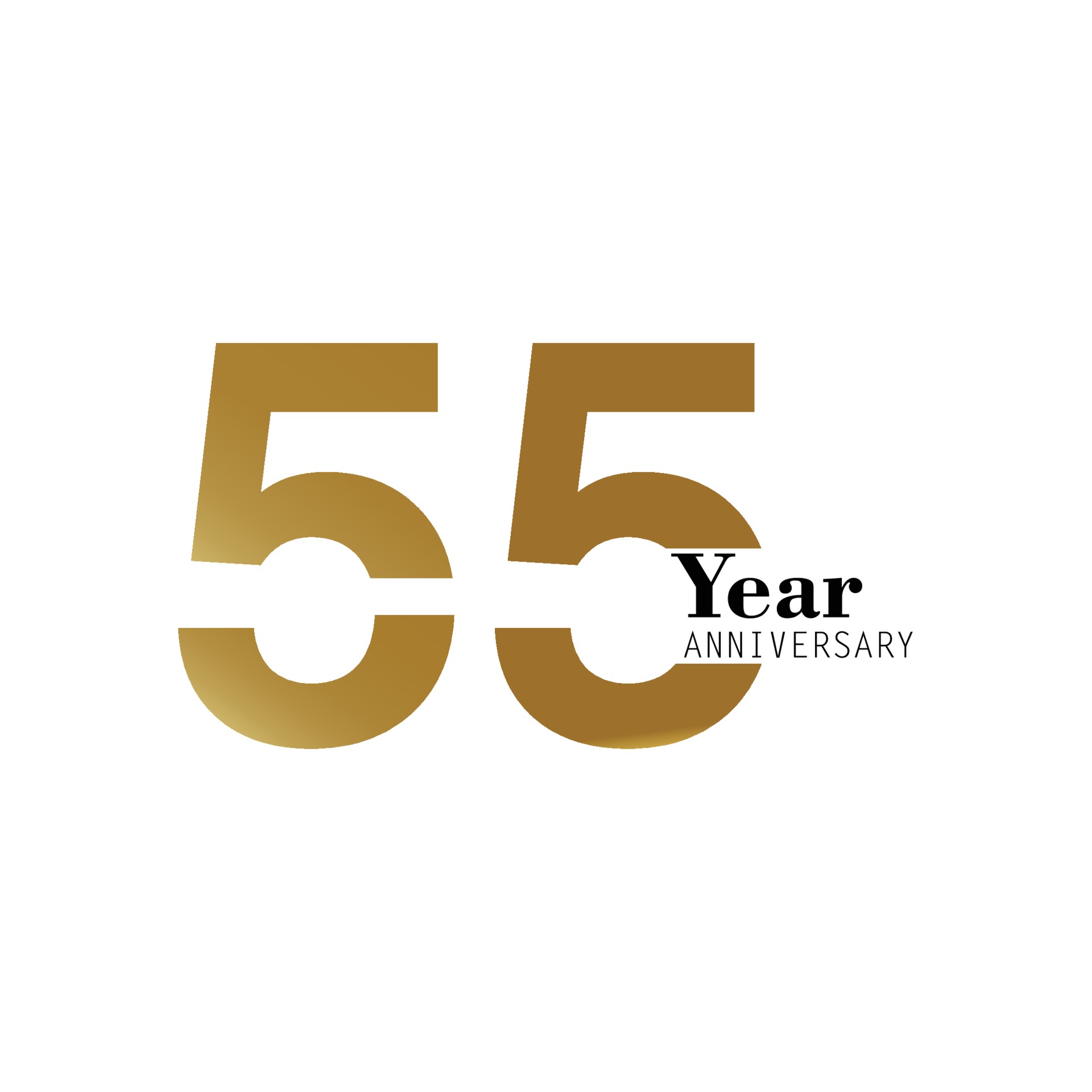 55 Year Anniversary Logo Vector Template Design Illustration gold and