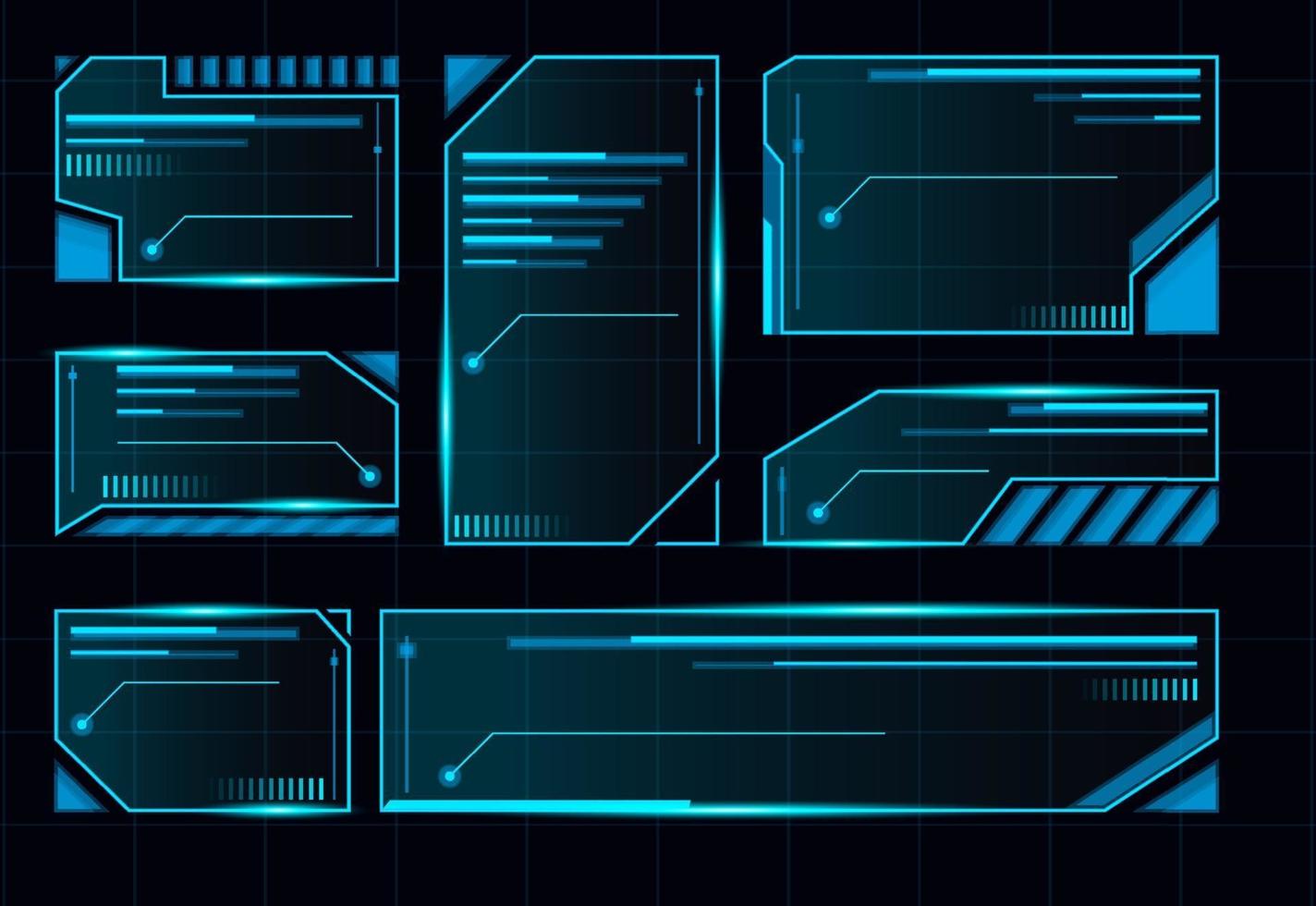 HUD futuristic user interface. Abstract blue control panel layout design. Sci fi virtual tech display. Futuristic spaceship frame. vector