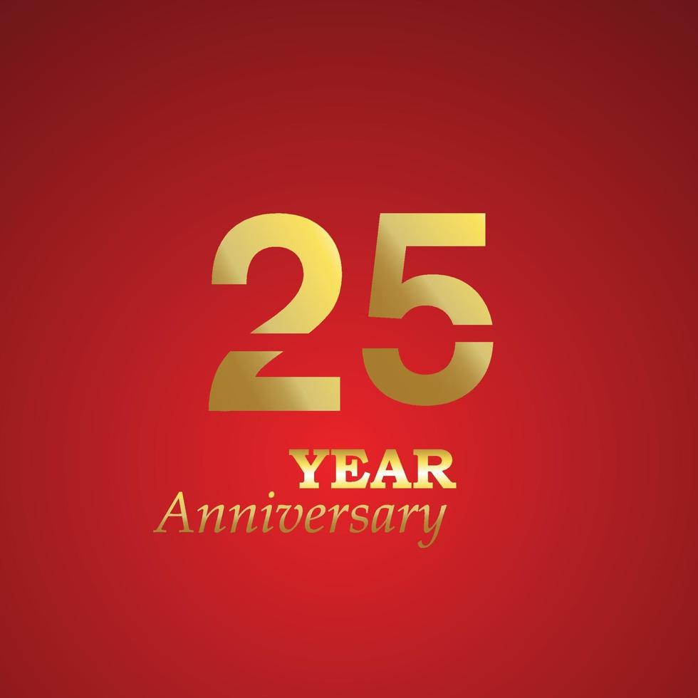 aniversario logo vector plantilla diseño ilustración oro y rojo