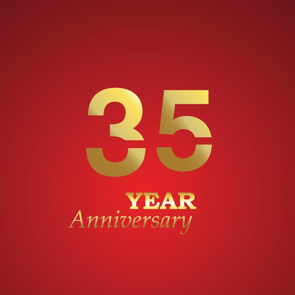aniversario logo vector plantilla diseño ilustración oro y rojo