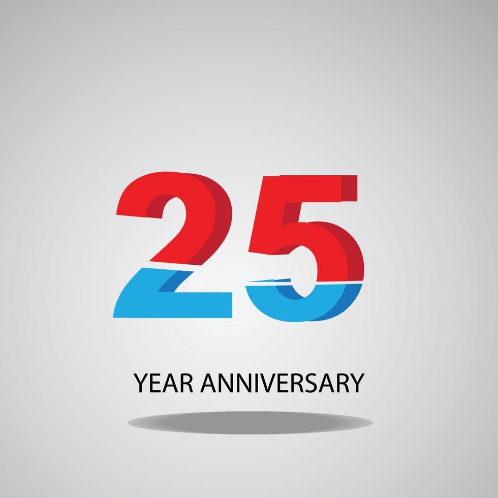 año aniversario logo vector plantilla diseño ilustración rojo azul y blanco