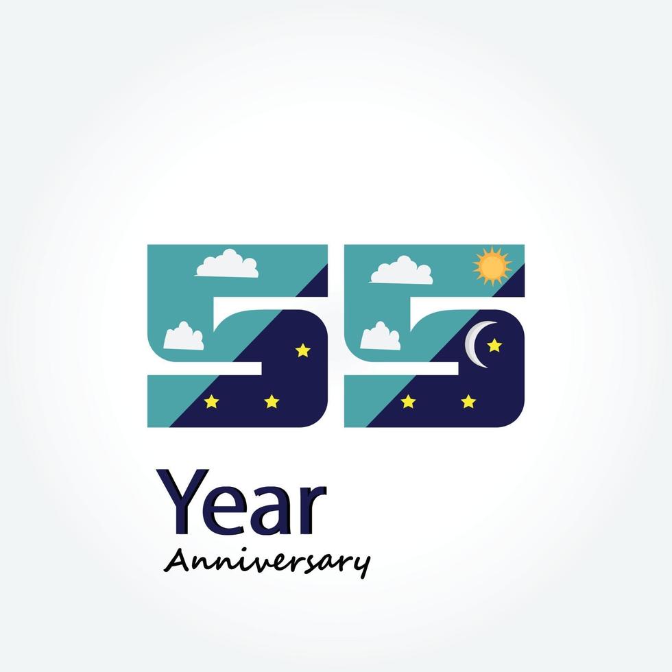 Year Anniversary Logo Vector Template Design Illustration blue and white