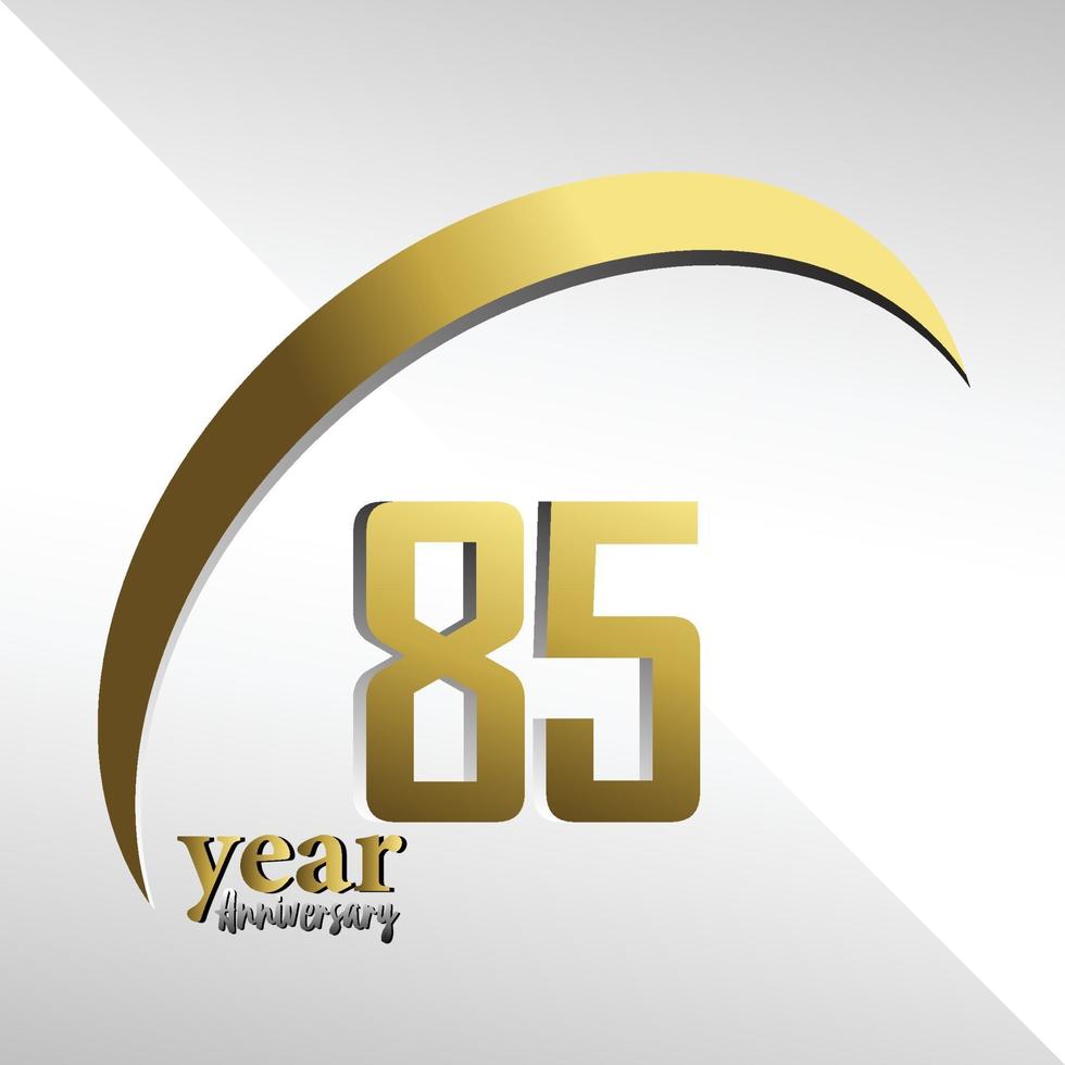 año aniversario logo vector plantilla diseño ilustración oro y blanco