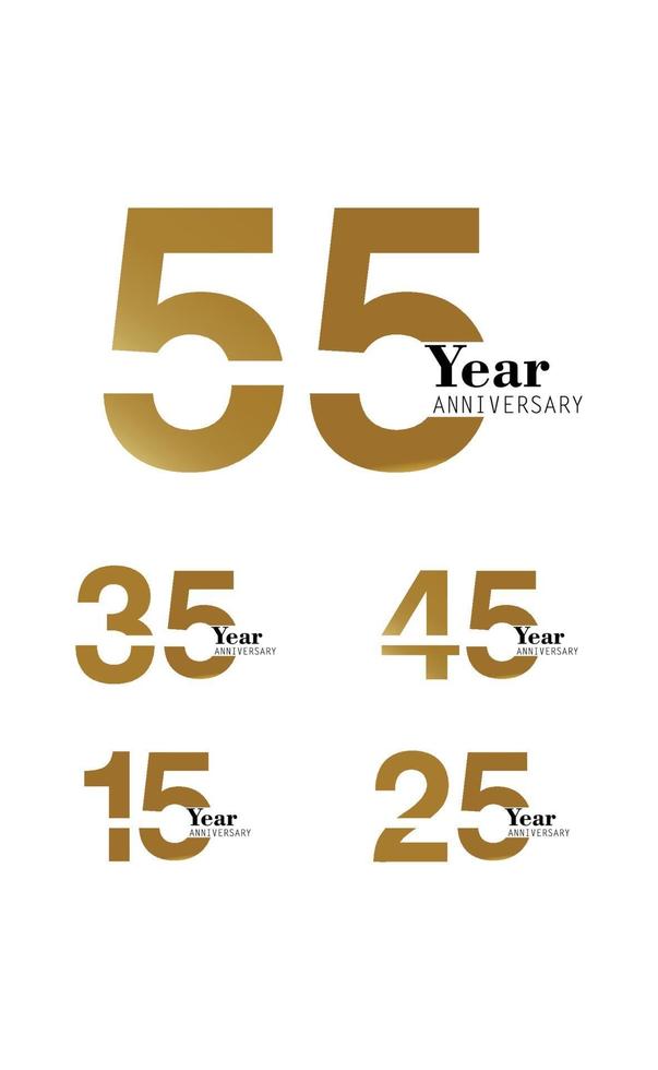 Set Year Anniversary Logo Vector Template Design Illustration gold elegant