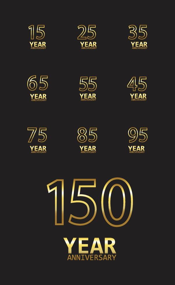 Set Year Anniversary Logo Vector Template Design Illustration gold elegant