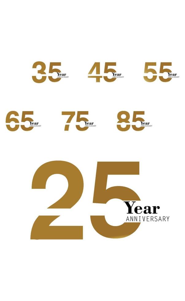 Establecer año aniversario logo vector plantilla diseño ilustración oro elegante