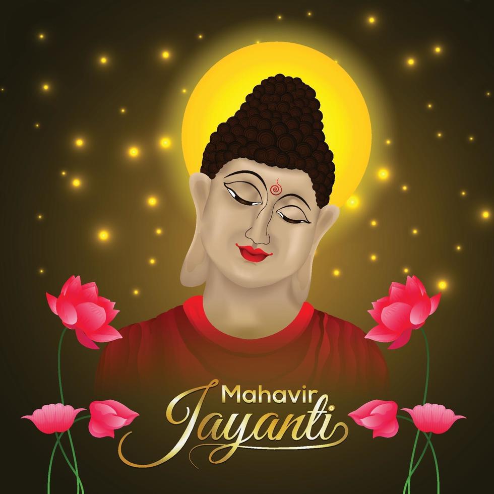Happy mahavir jayanti greeting card vector