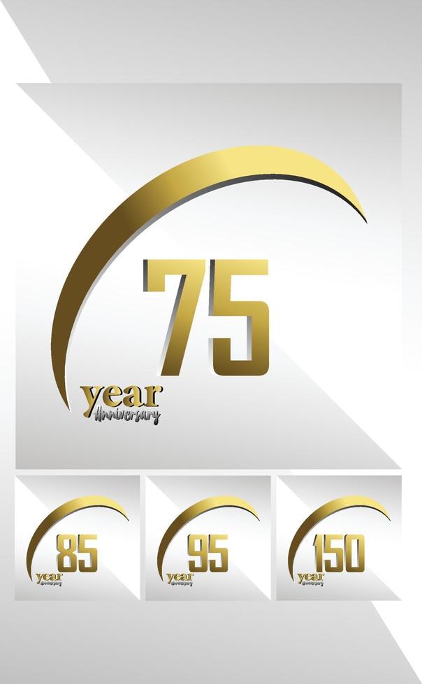 Establecer año aniversario logo vector plantilla diseño ilustración oro elegante