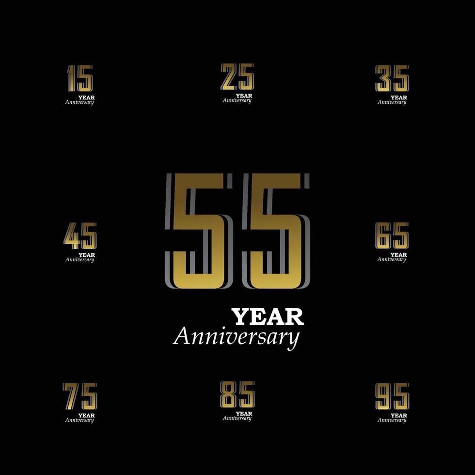 año aniversario logo vector plantilla diseño ilustración oro elegante