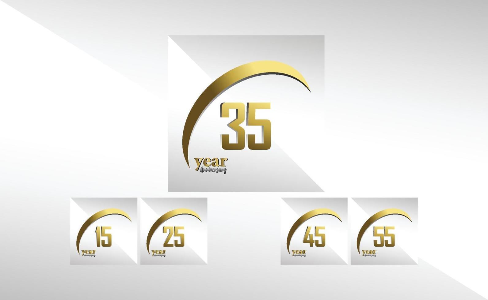 Establecer año aniversario logo vector plantilla diseño ilustración oro elegante