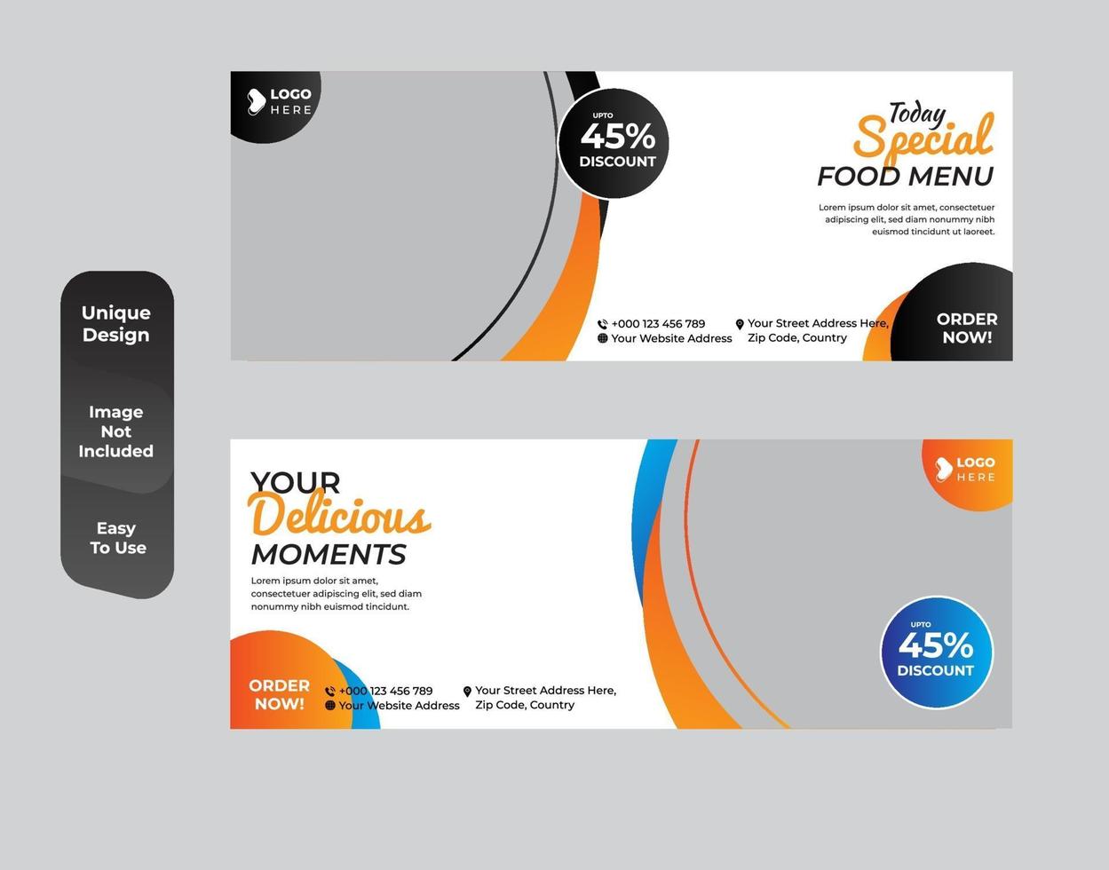 Food restaurant web banner template set vector