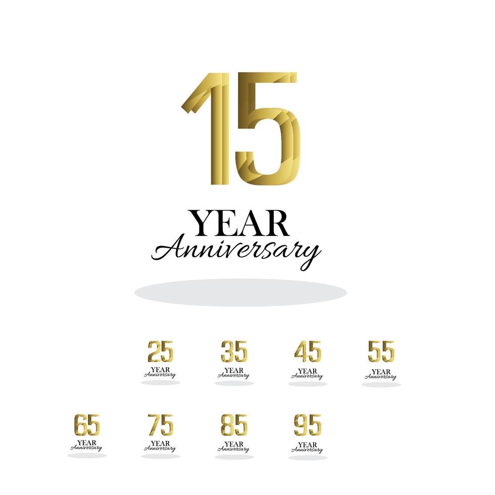 Set Year Anniversary Logo Vector Template Design Illustration gold elegant