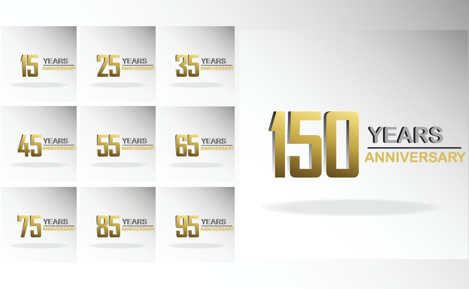 Set Year Anniversary Logo Vector Template Design Illustration gold elegant