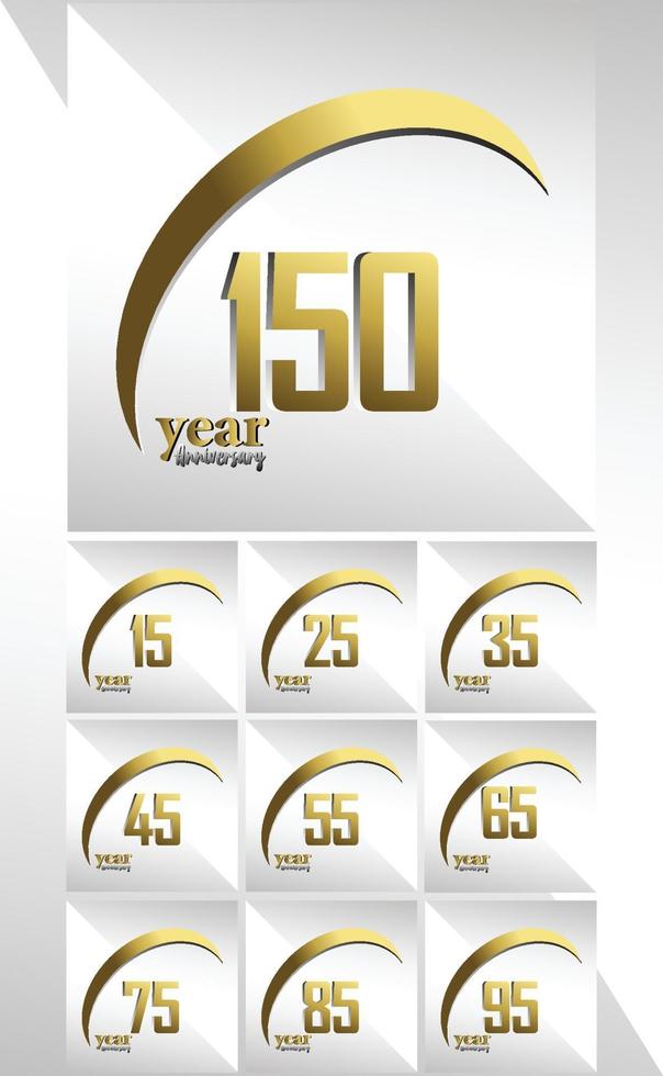 Set Year Anniversary Logo Vector Template Design Illustration gold elegant