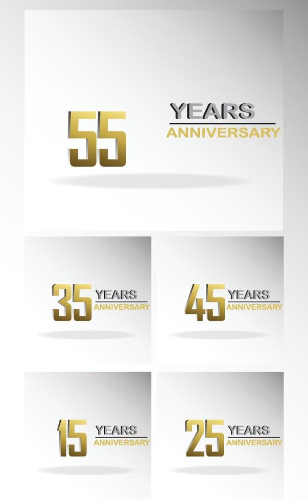 Establecer año aniversario logo vector plantilla diseño ilustración oro elegante