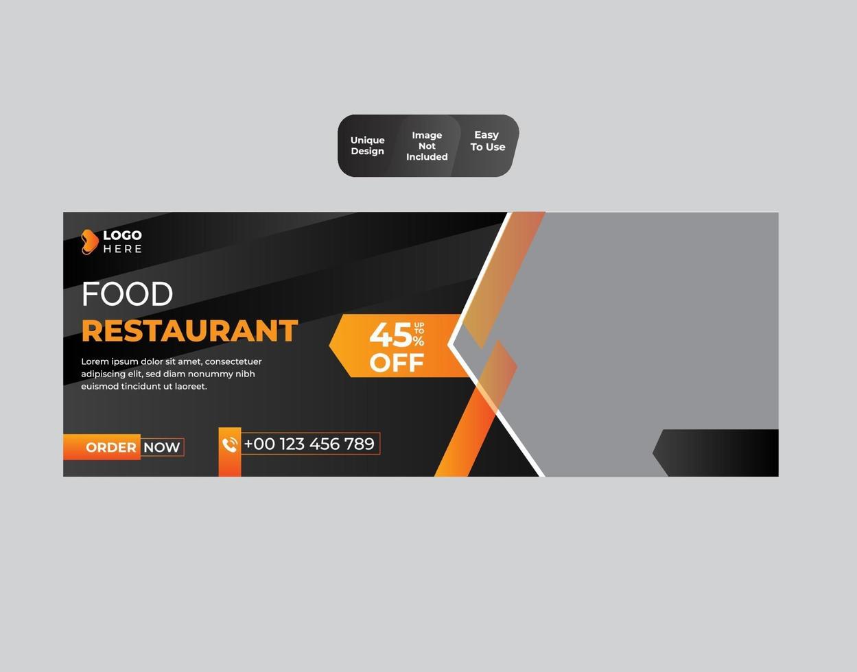 Food menu and restaurant social media cover template vector
