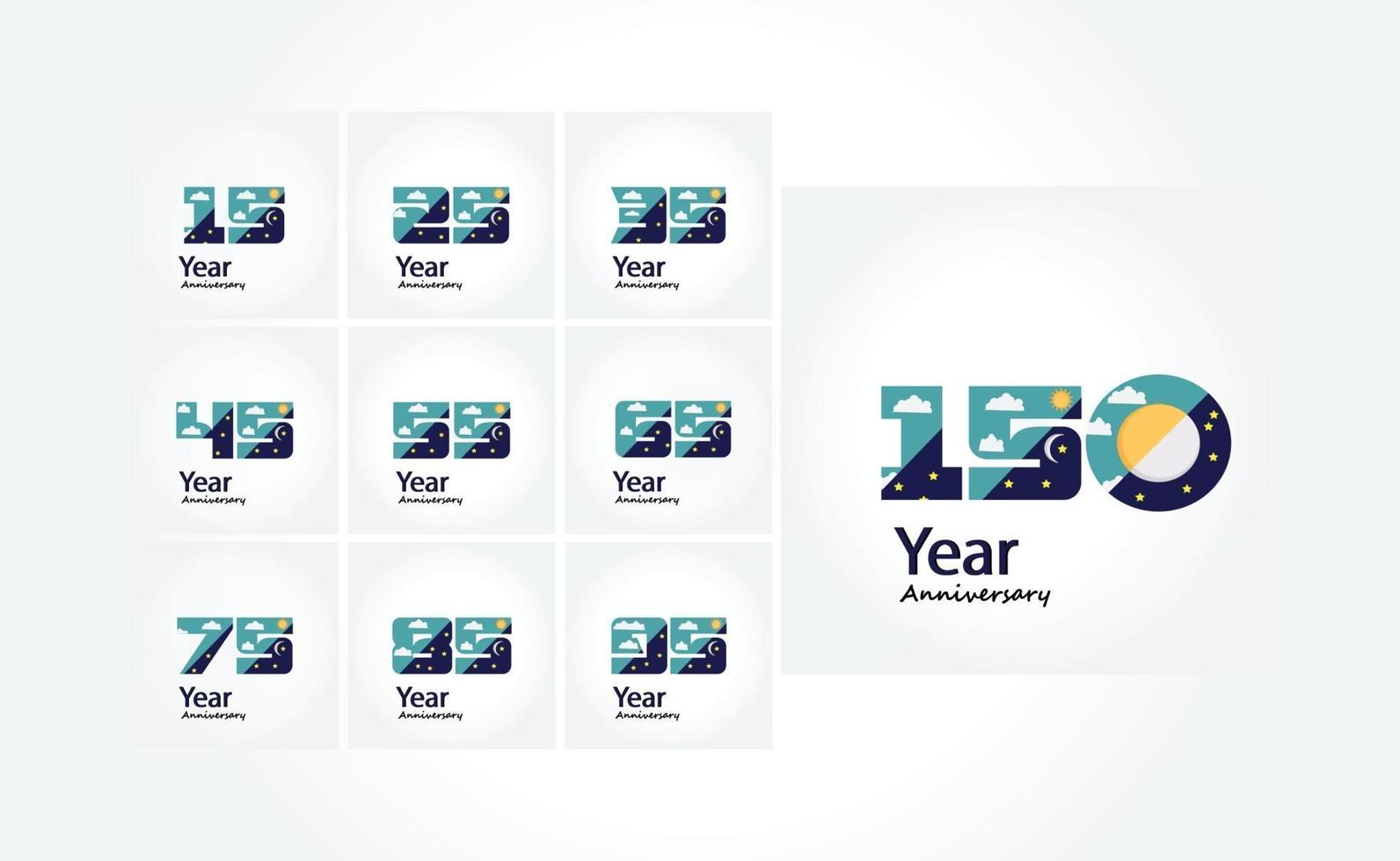 establecer año aniversario logo vector plantilla diseño ilustración