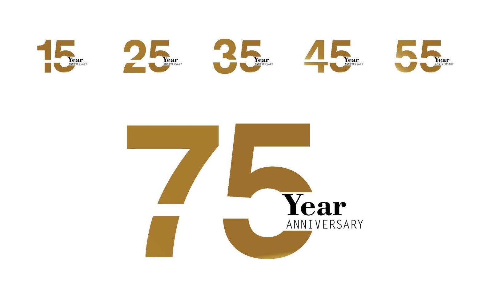 Establecer año aniversario logo vector plantilla diseño ilustración oro elegante