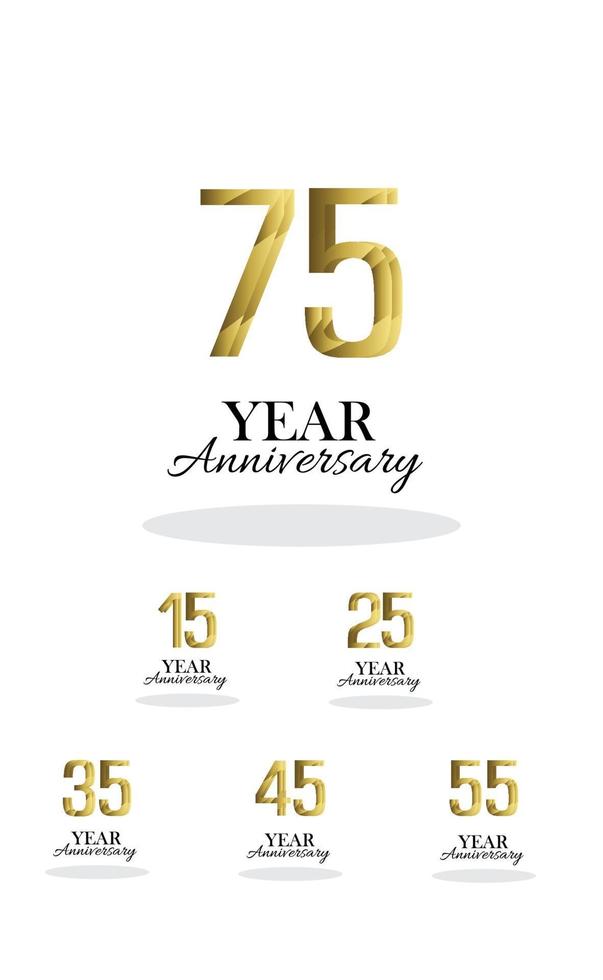 Establecer año aniversario logo vector plantilla diseño ilustración oro elegante