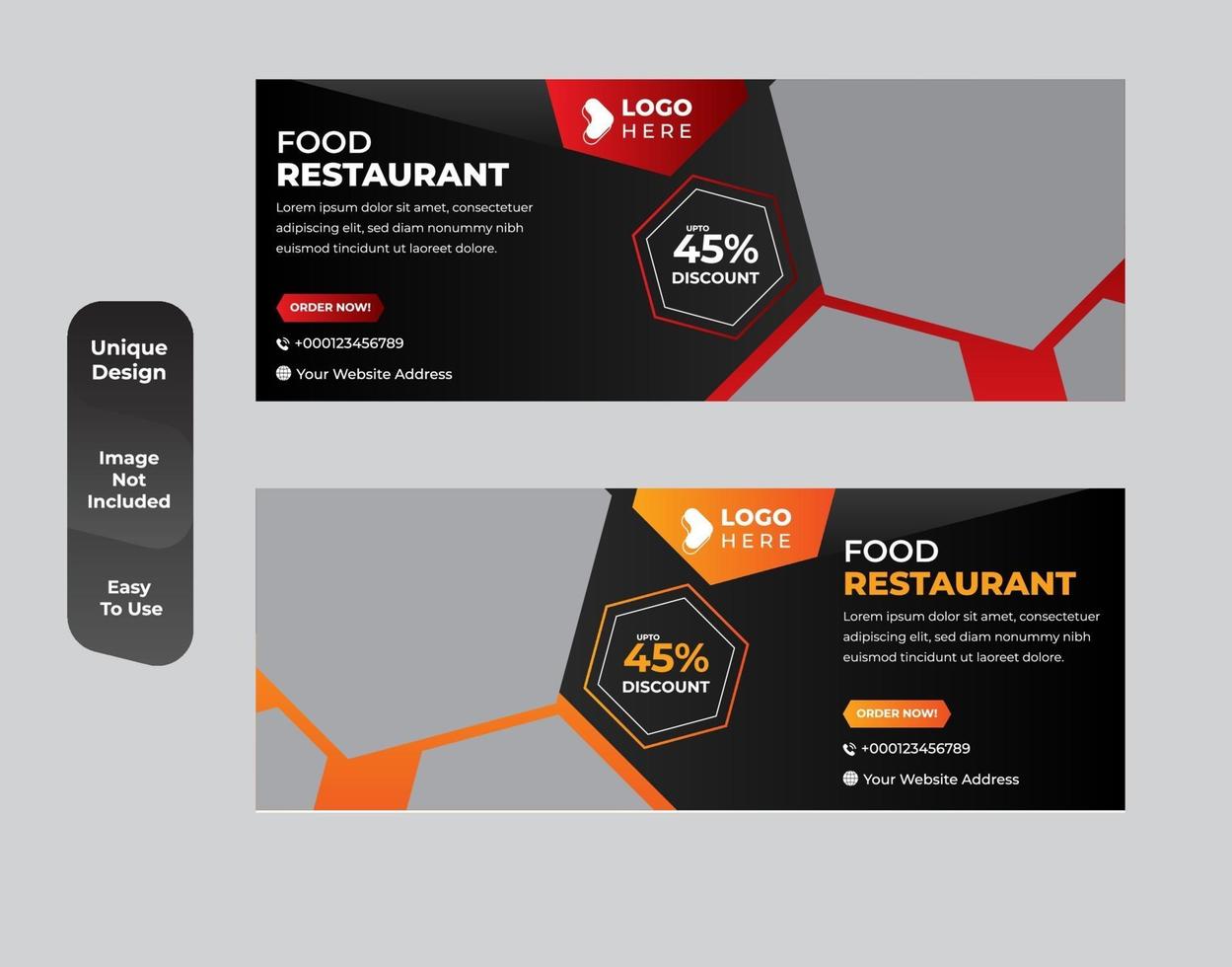 Food social media web banner design template set vector