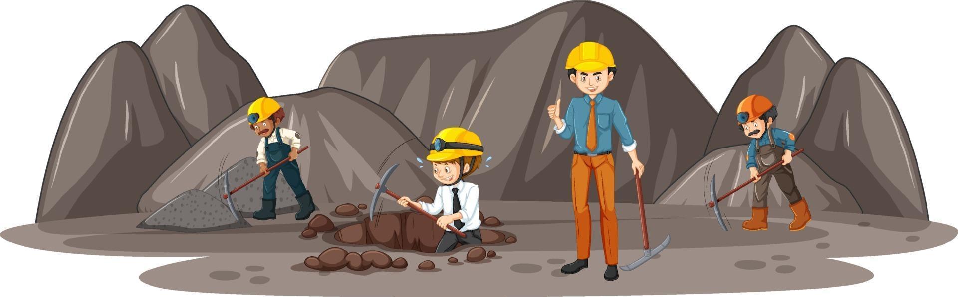 Coal mining scene with many engineers vector