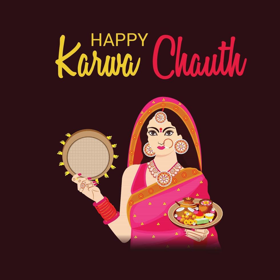 Vector illustration of a Background for indian festival of karwa chauth celebration.