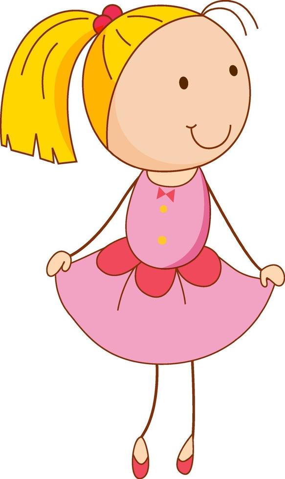 A girl cartoon character in doodle style isolated vector