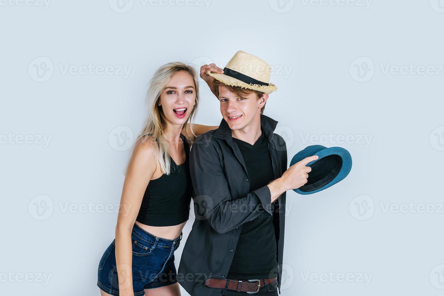 Fashion couple being funny together photo