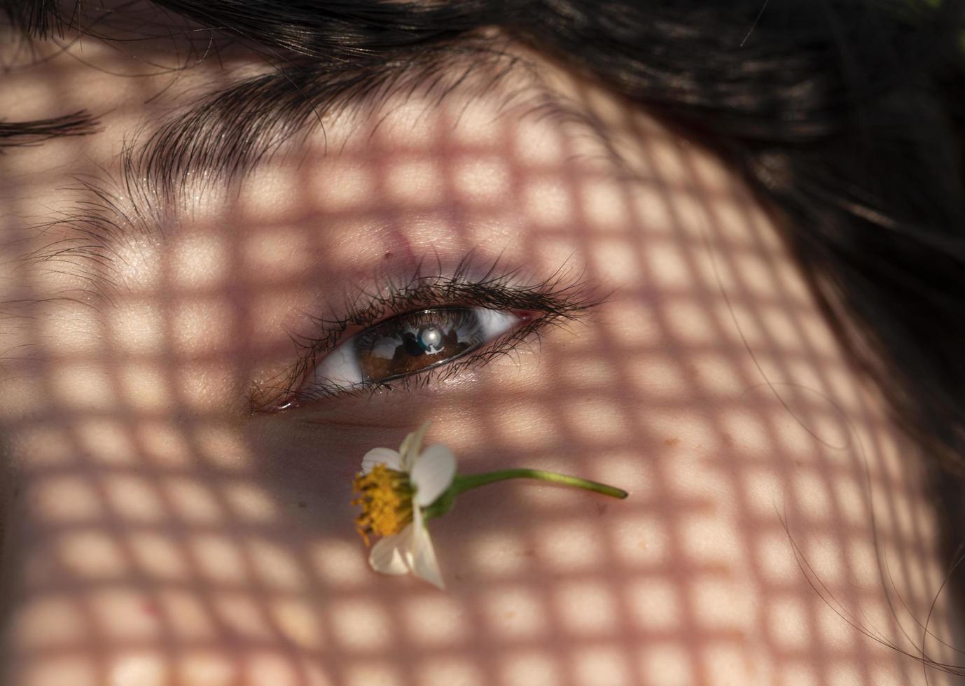 Shaded lighting on the face of a child photo