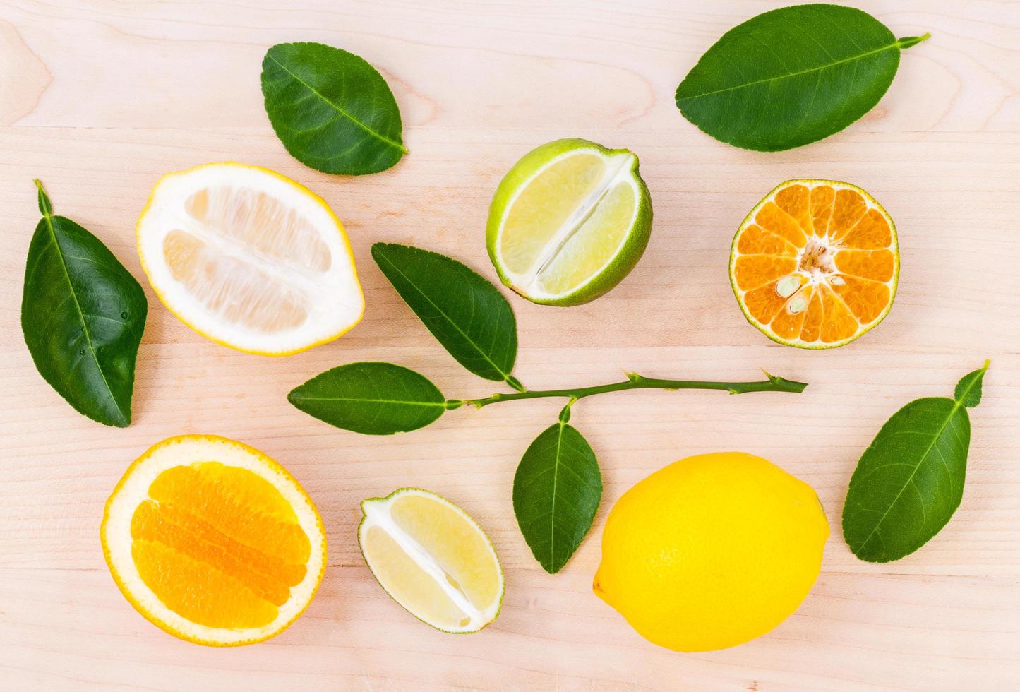 Mixed citrus fruit top view photo