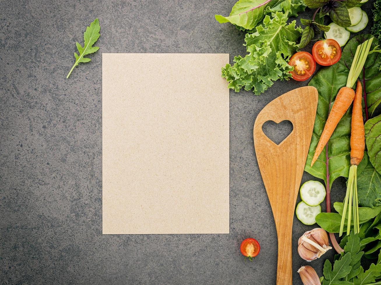 Menu mock-up with vegetables photo