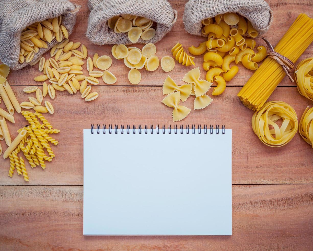 Pastas and a notebook photo