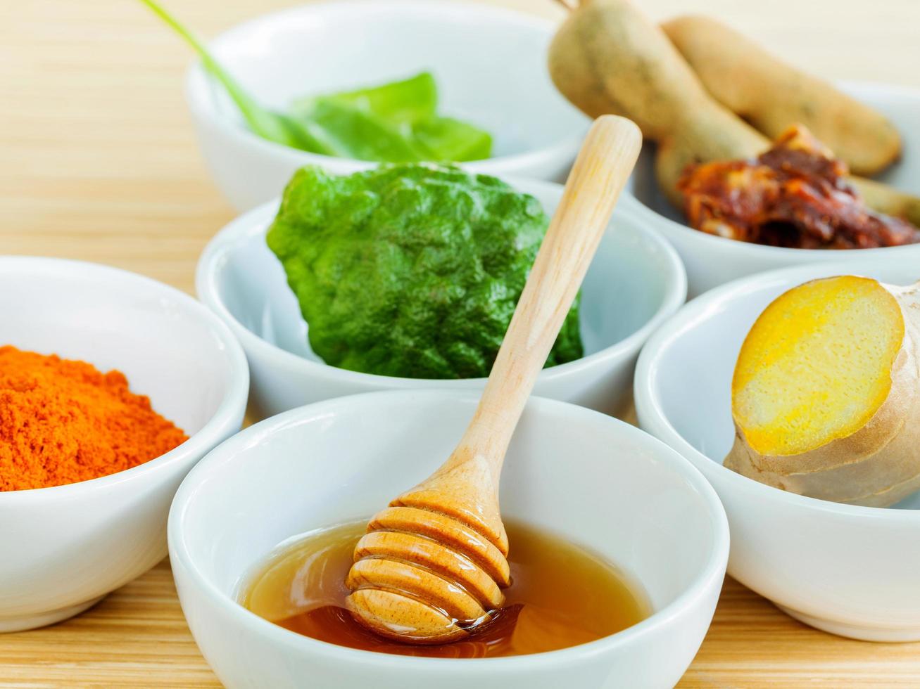 Close-up of bowls of skincare items photo