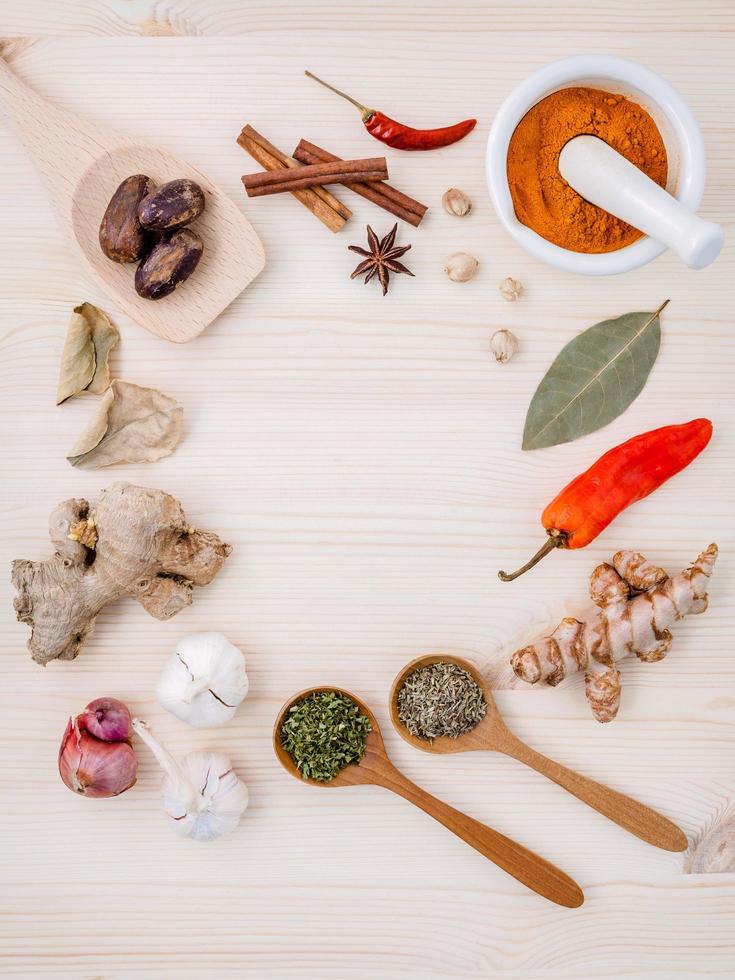 Circle of herbs and spices photo