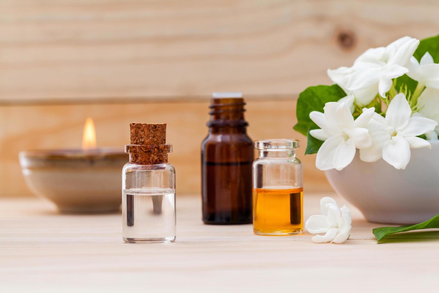 Aromatherapy oils in bottles photo