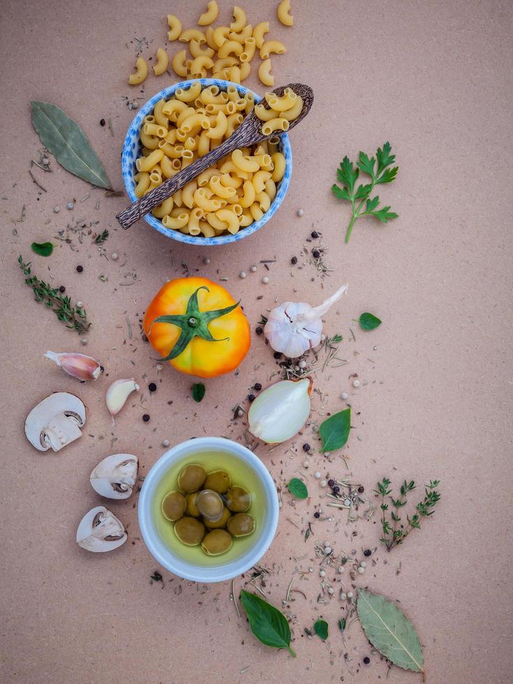 Italian pasta with vegetables and olive oil photo