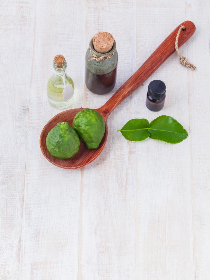 Kaffir lime essential oil for aromatherapy photo