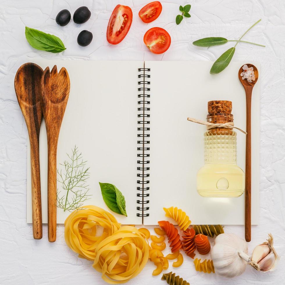 Spiral notebook with Italian ingredients photo