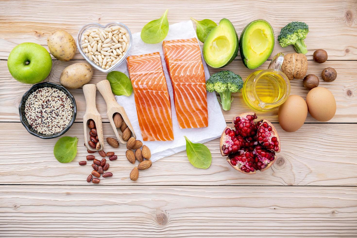 Fresh salmon and other ingredients photo