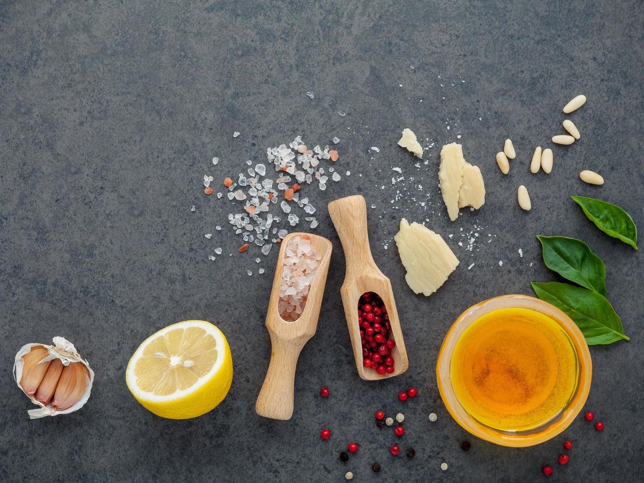 Ingredients for salad dressing photo