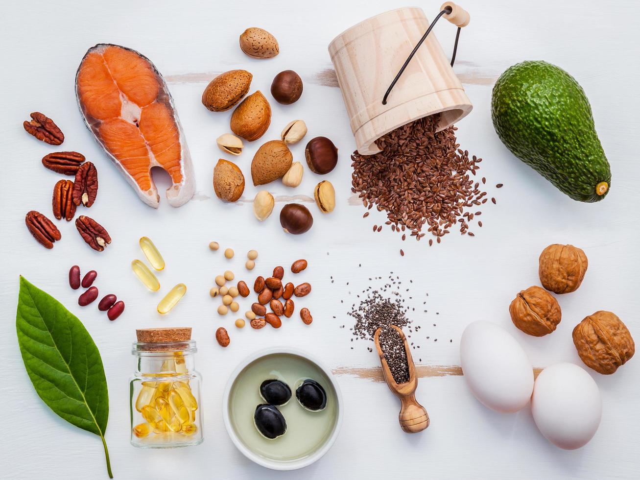 Healthy food flat lay photo