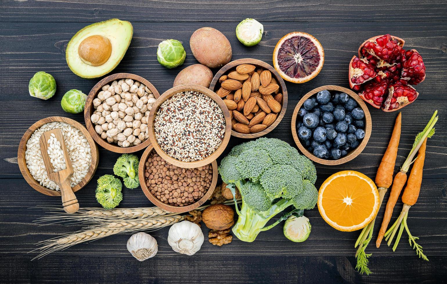 Fresh food flat lay photo