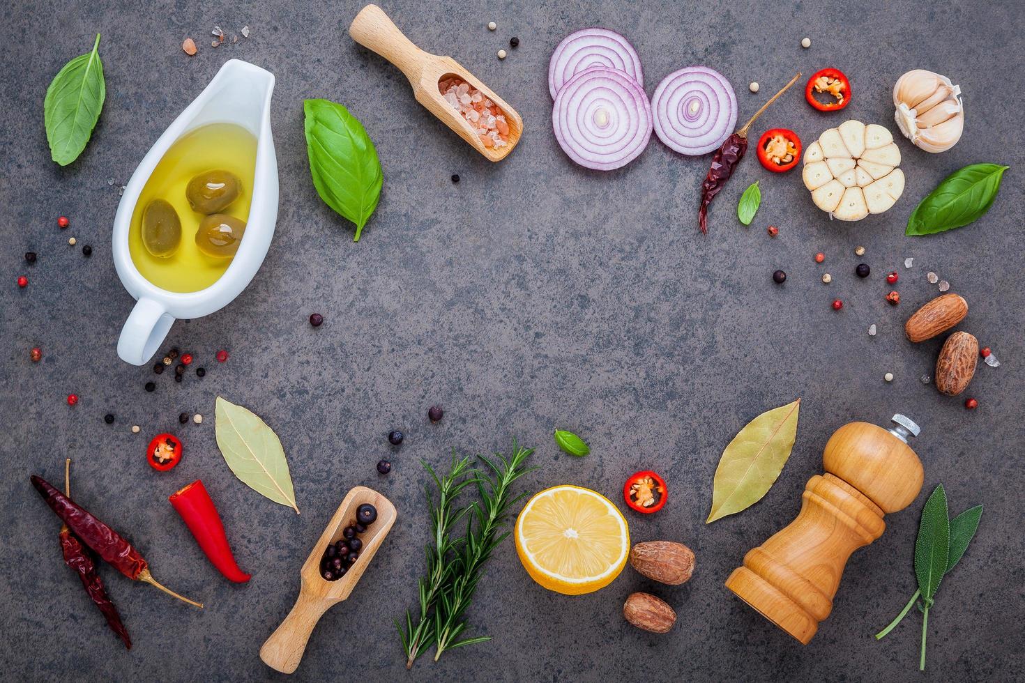 Fresh ingredients for steak photo