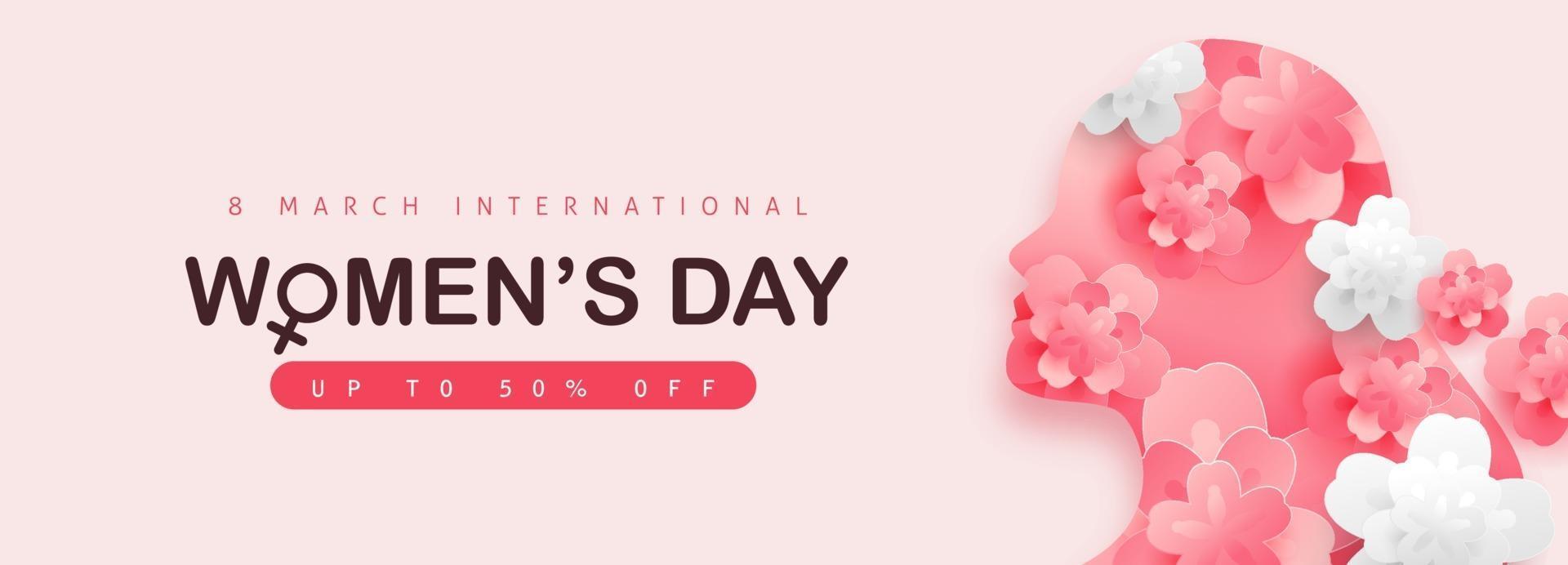 International women's Day sale banner template. vector