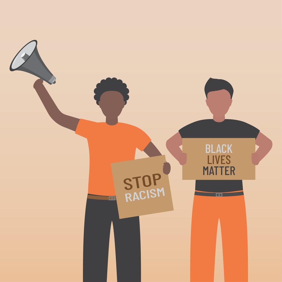 Black life matters stop the racism people with signs vector