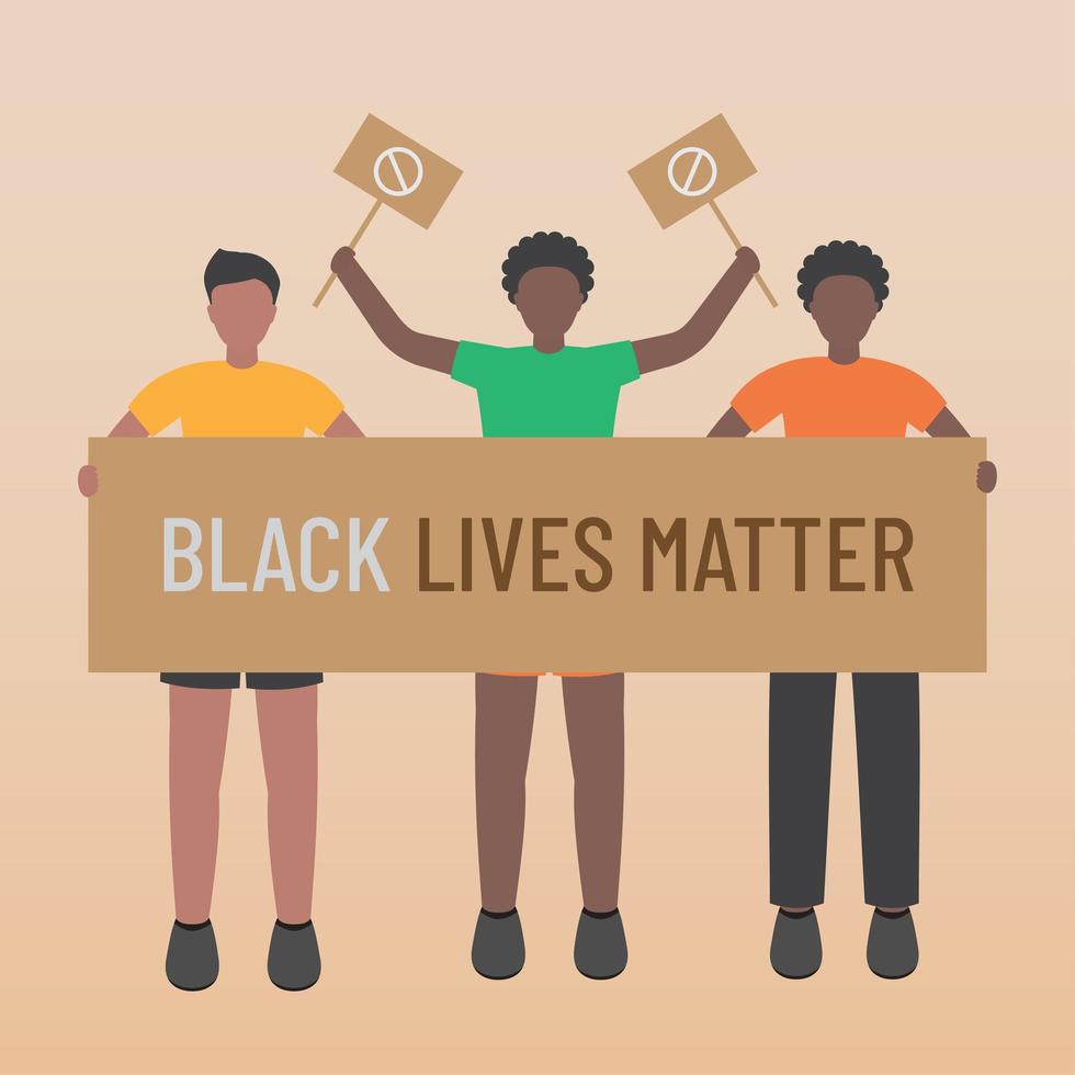 Black life matters stop racism group holding signs vector